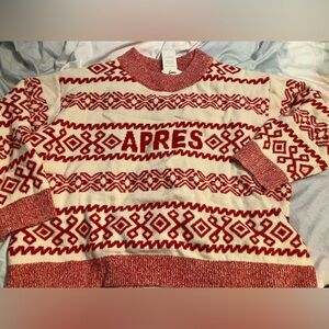 a new day Red and Cream Apres spark along festive Sweater